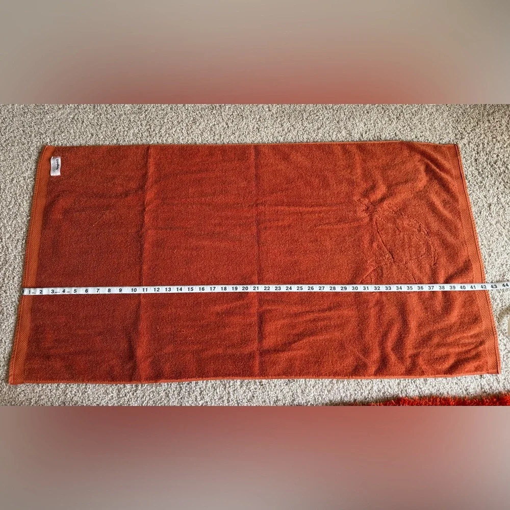 Vintage Orange Bath Towel with Cream Butterfly
